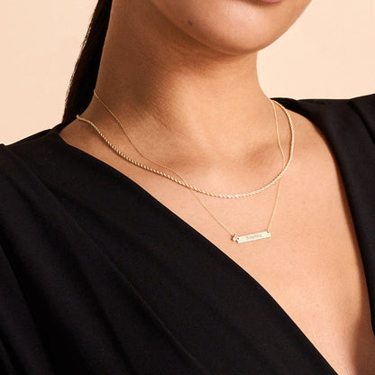 Diamond Custom Bar Necklace in 14K Solid Gold