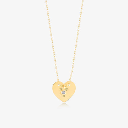 Diamond Custom Heart Necklace in 14K Solid Gold