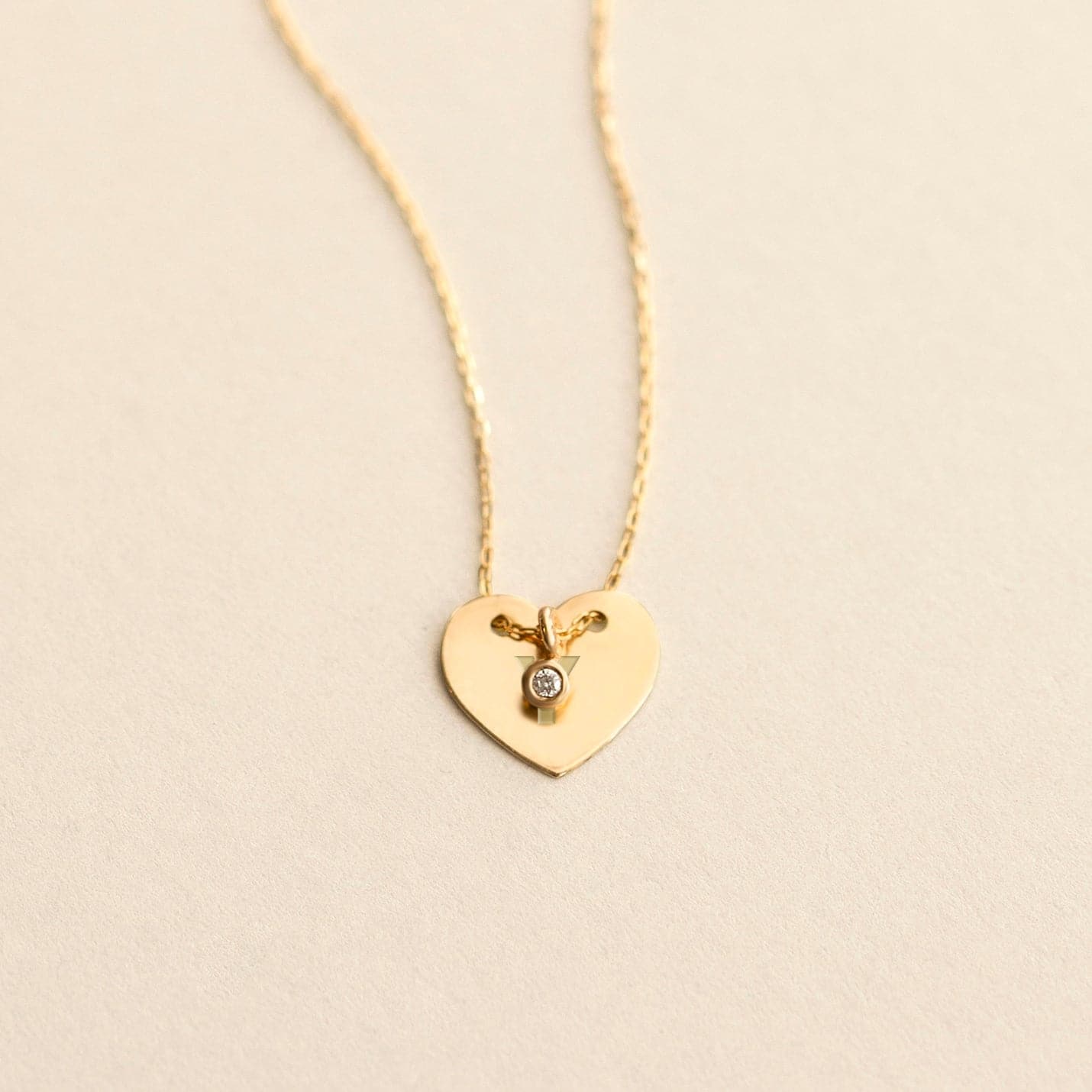 Diamond Custom Heart Necklace in 14K Solid Gold