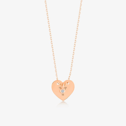 Diamond Custom Heart Necklace in 14K Solid Gold