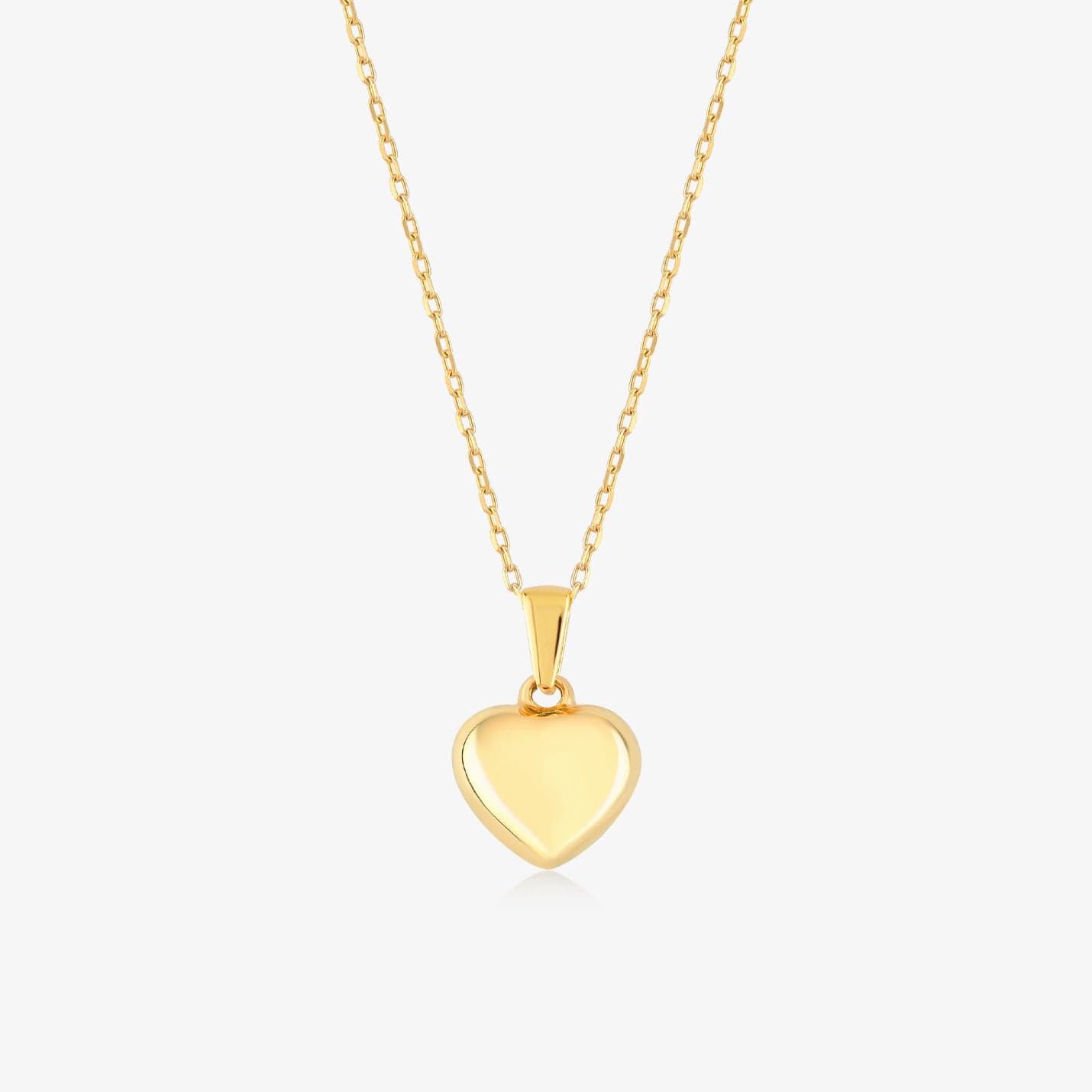 Puffed Heart Necklace in 14K Solid Gold