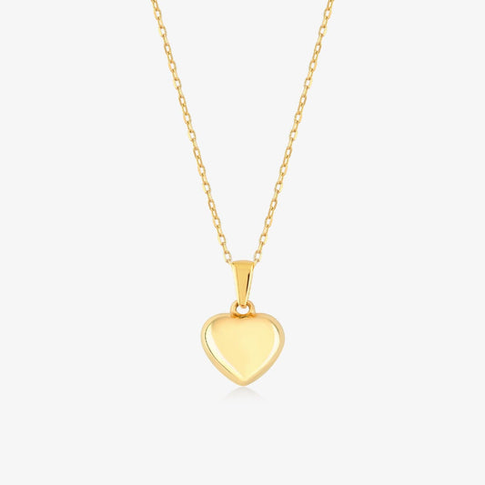 Puffed Heart Necklace in 14K Solid Gold