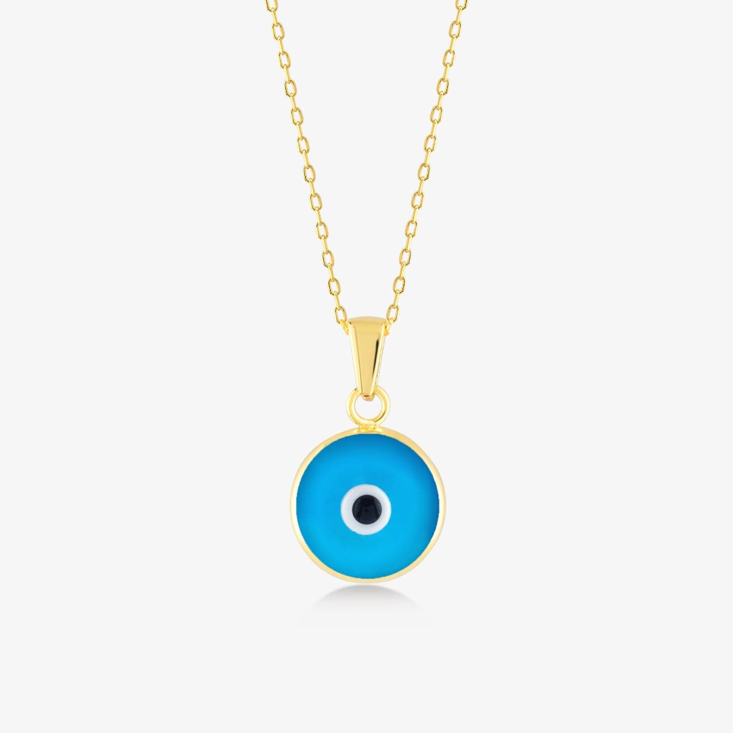 Blue Evil Eye Pendant Necklace in 14K Solid Gold