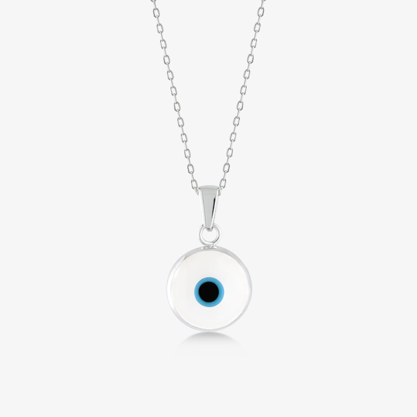 White Evil Eye Necklace in 14K Solid Gold