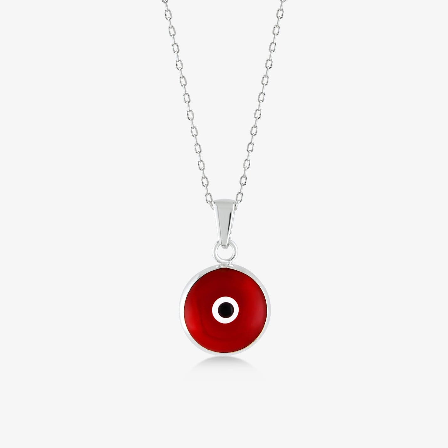 Collier pendentif œil maléfique rouge en or 14 carats