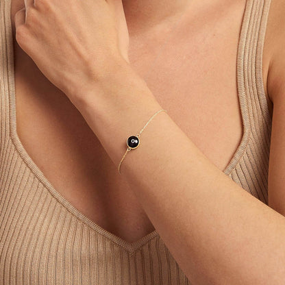 Black Evil Eye Bracelet in 14K Solid Gold