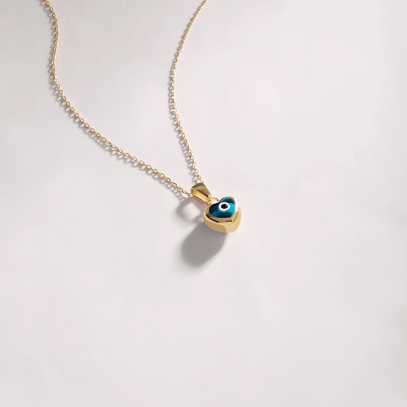 Blue Heart Evil Eye Necklace