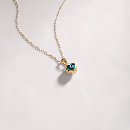 Blue Heart Evil Eye Necklace