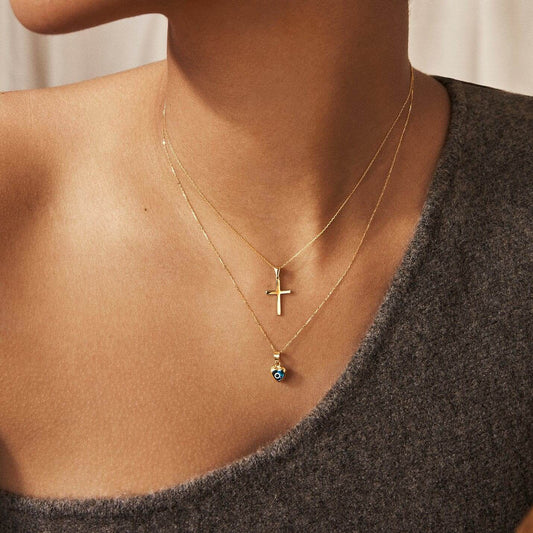 Blue Heart Evil Eye Necklace