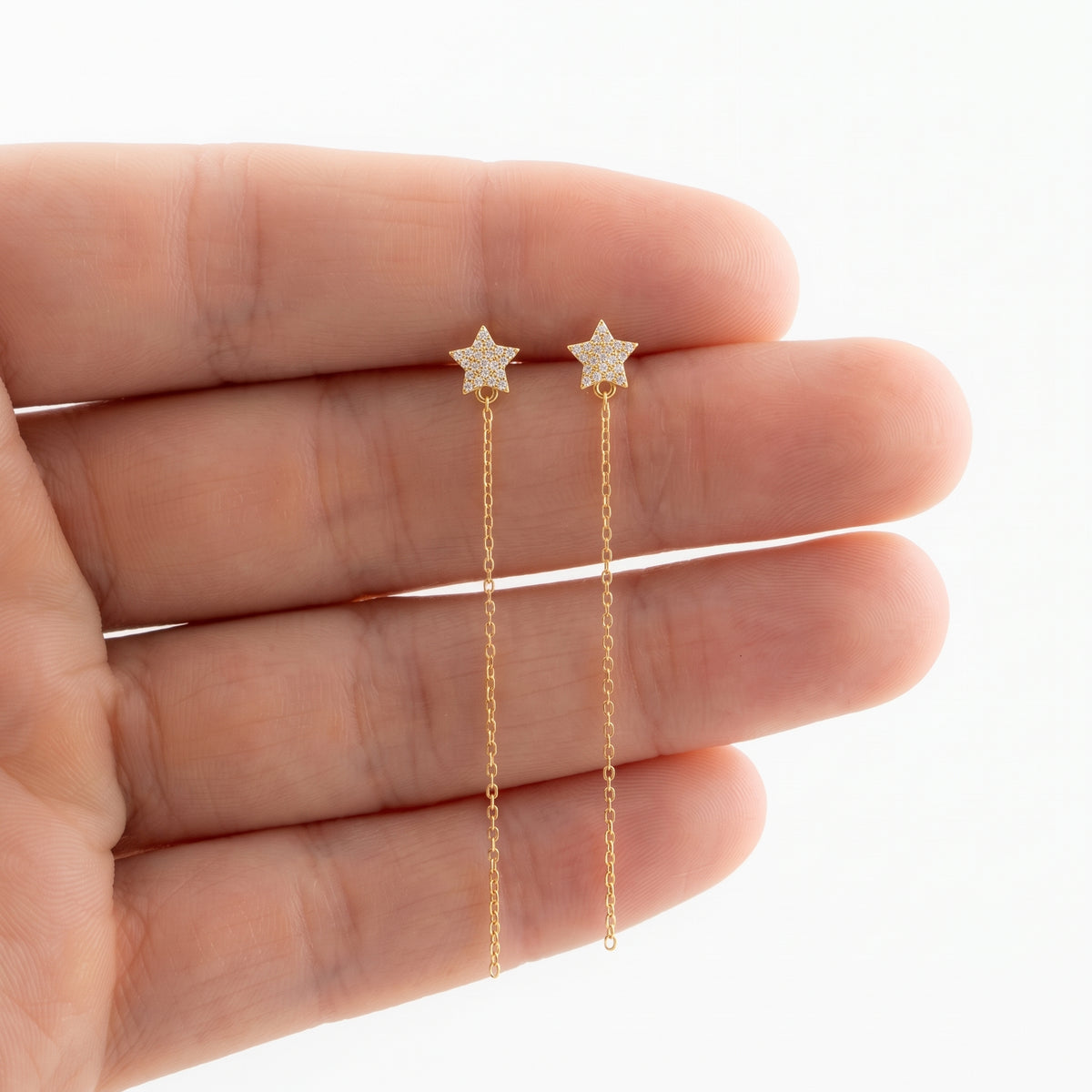 Diamond Star Drop Earrings