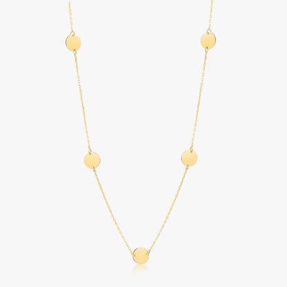 Circle Station Necklace in 14K Solid Gold