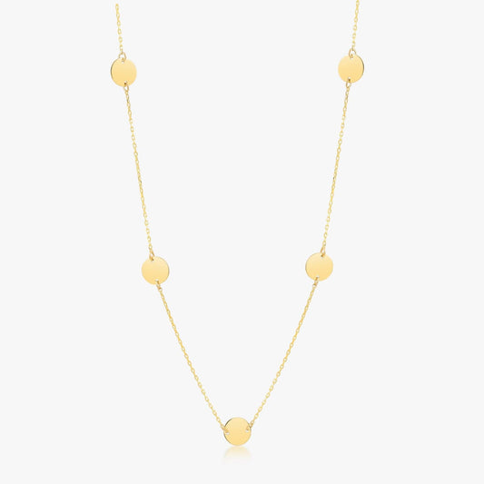 Circle Station Necklace in 14K Solid Gold