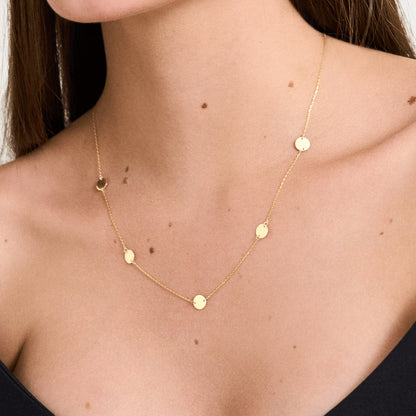 Circle Station Necklace in 14K Solid Gold