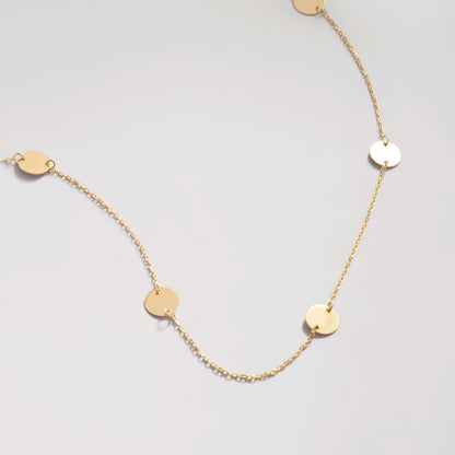 Circle Station Necklace in 14K Solid Gold