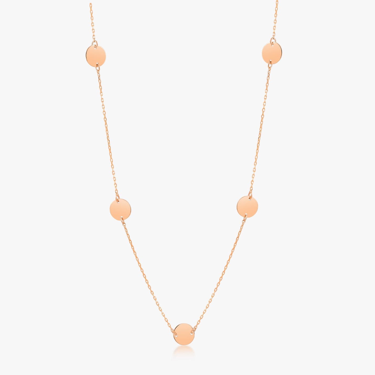 Circle Station Necklace in 14K Solid Gold