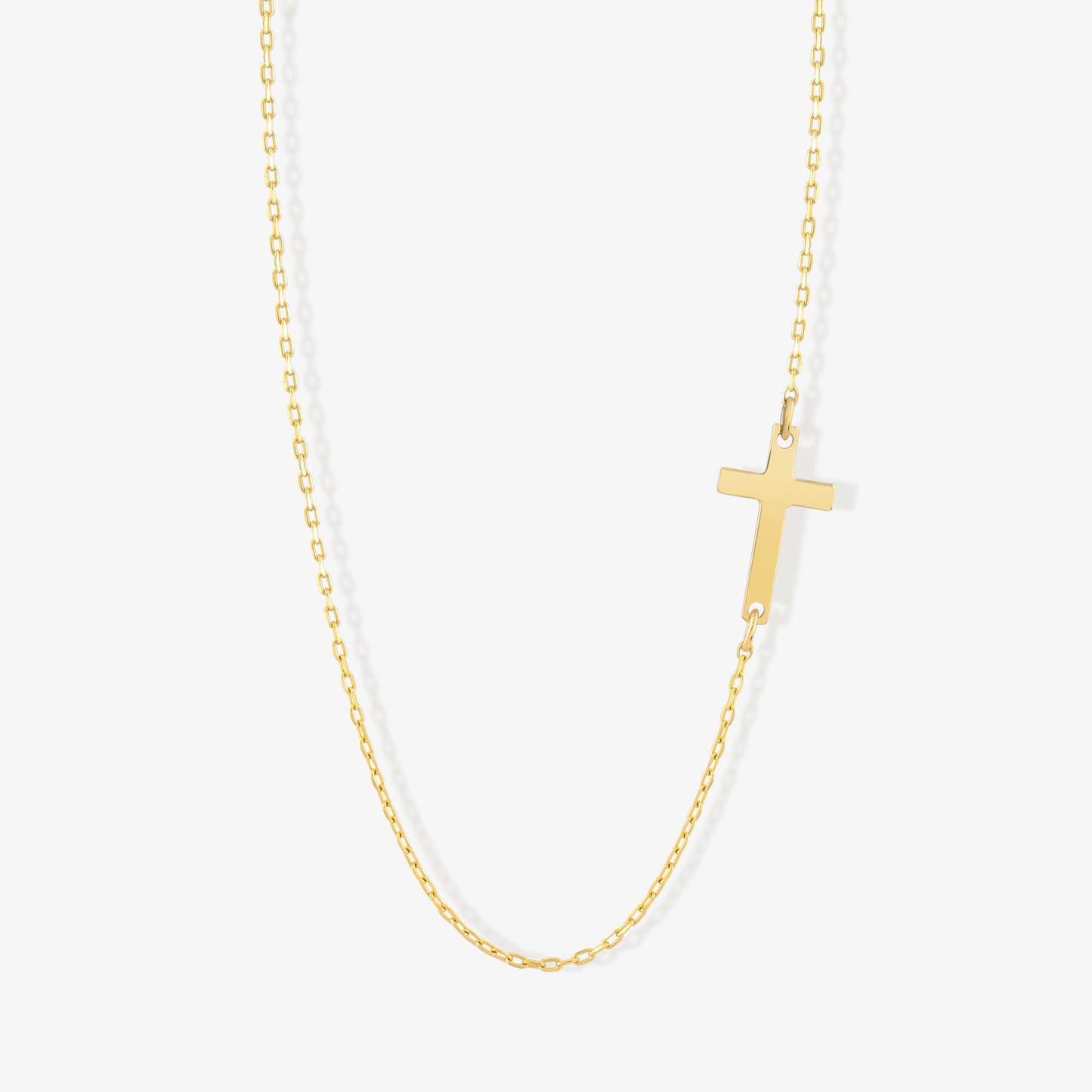 Sideways Cross Necklace in 14K Solid Gold