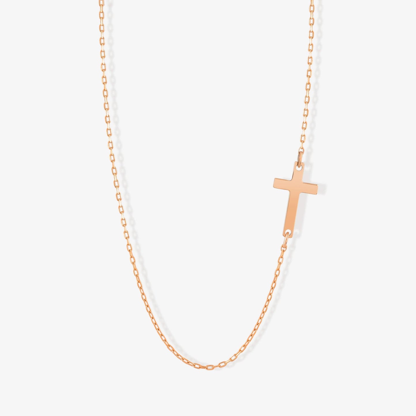 Sideways Cross Necklace in 14K Solid Gold