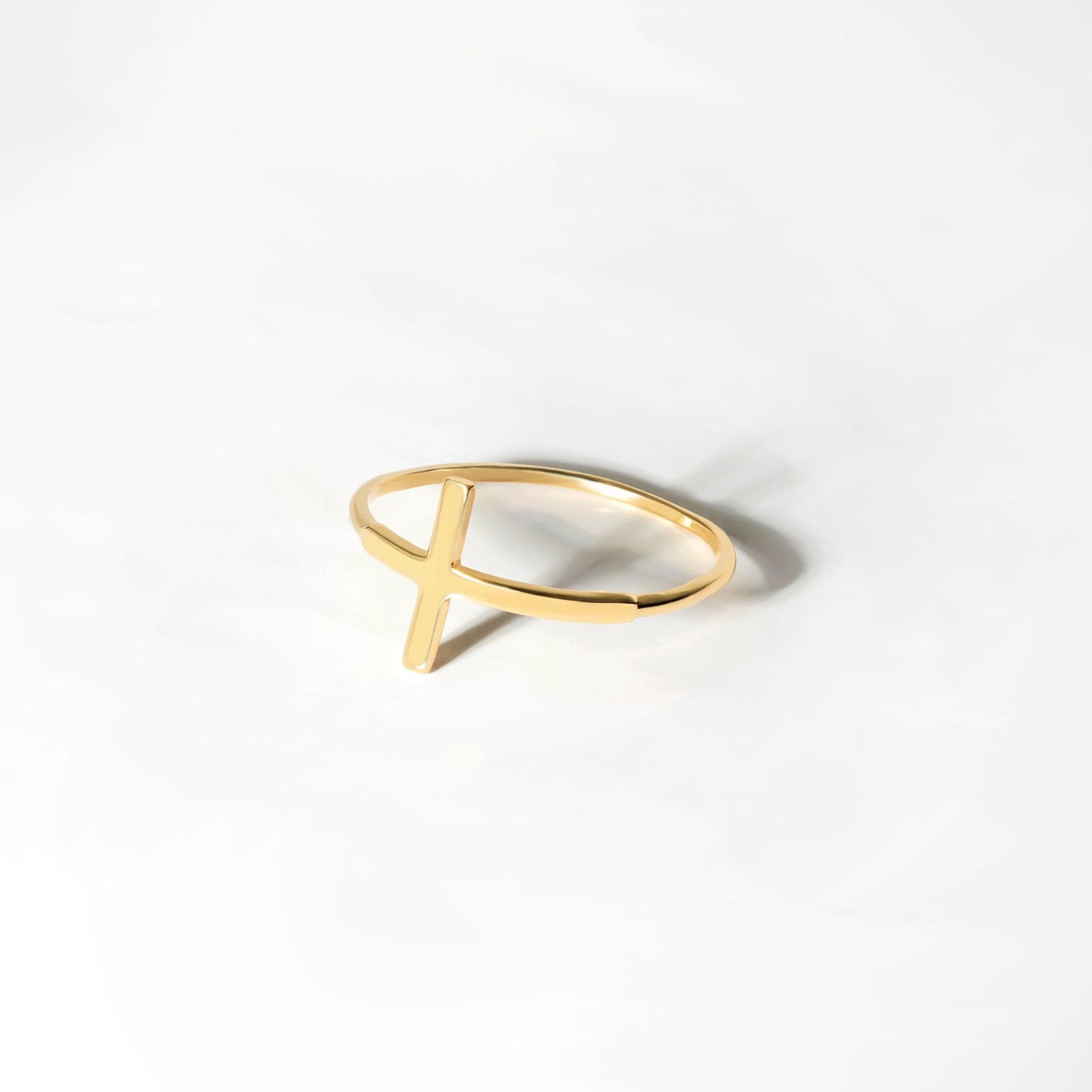 Sideway Cross Ring in 14K Solid Gold