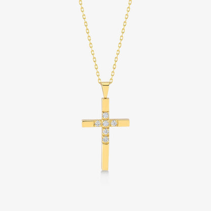 Collier croix en diamant petite en or massif 14 carats