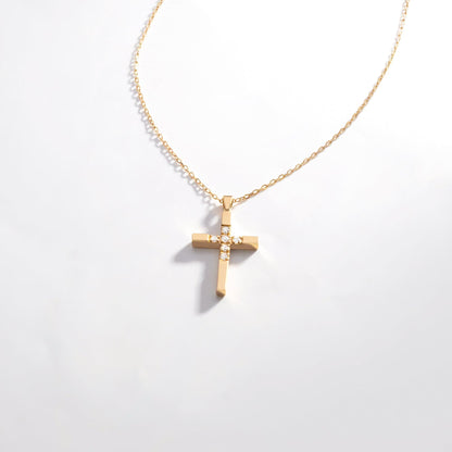 Collier croix en diamant petite en or massif 14 carats