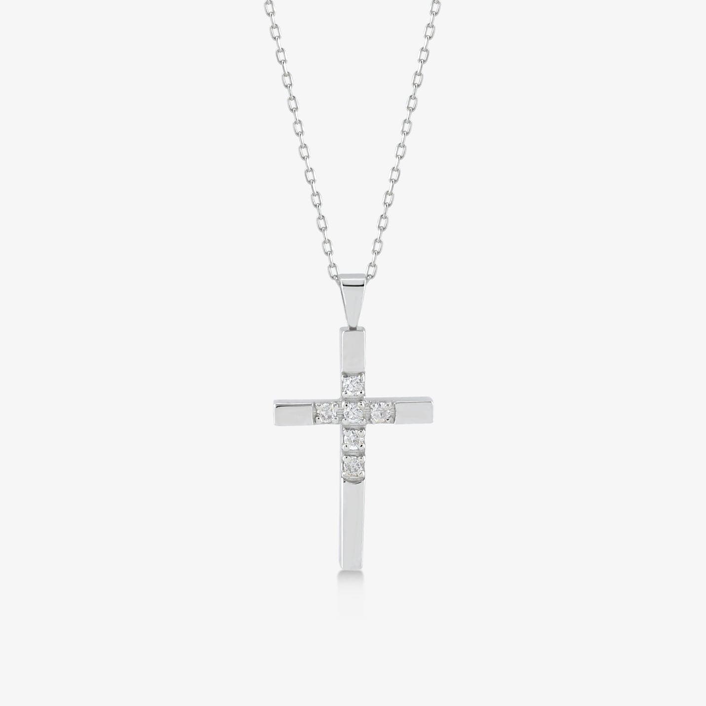 Collier croix en diamant petite en or massif 14 carats