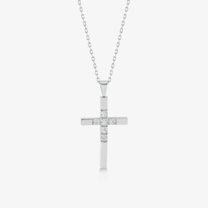 Collier croix en diamant petite en or massif 14 carats