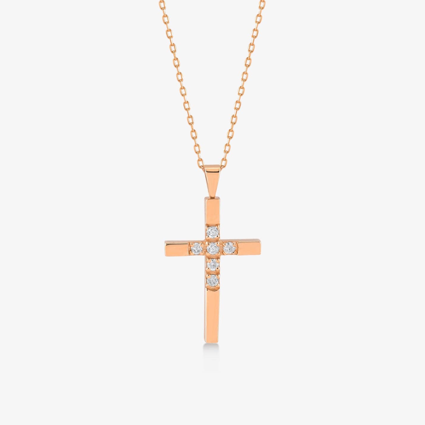 Collier croix en diamant petite en or massif 14 carats