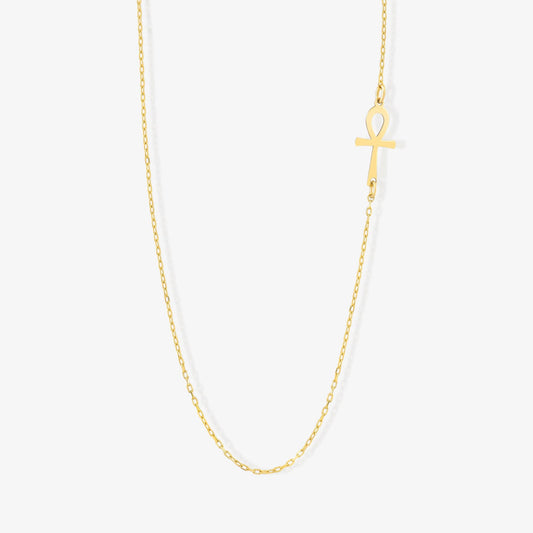 Sideway Ankh Cross Necklace