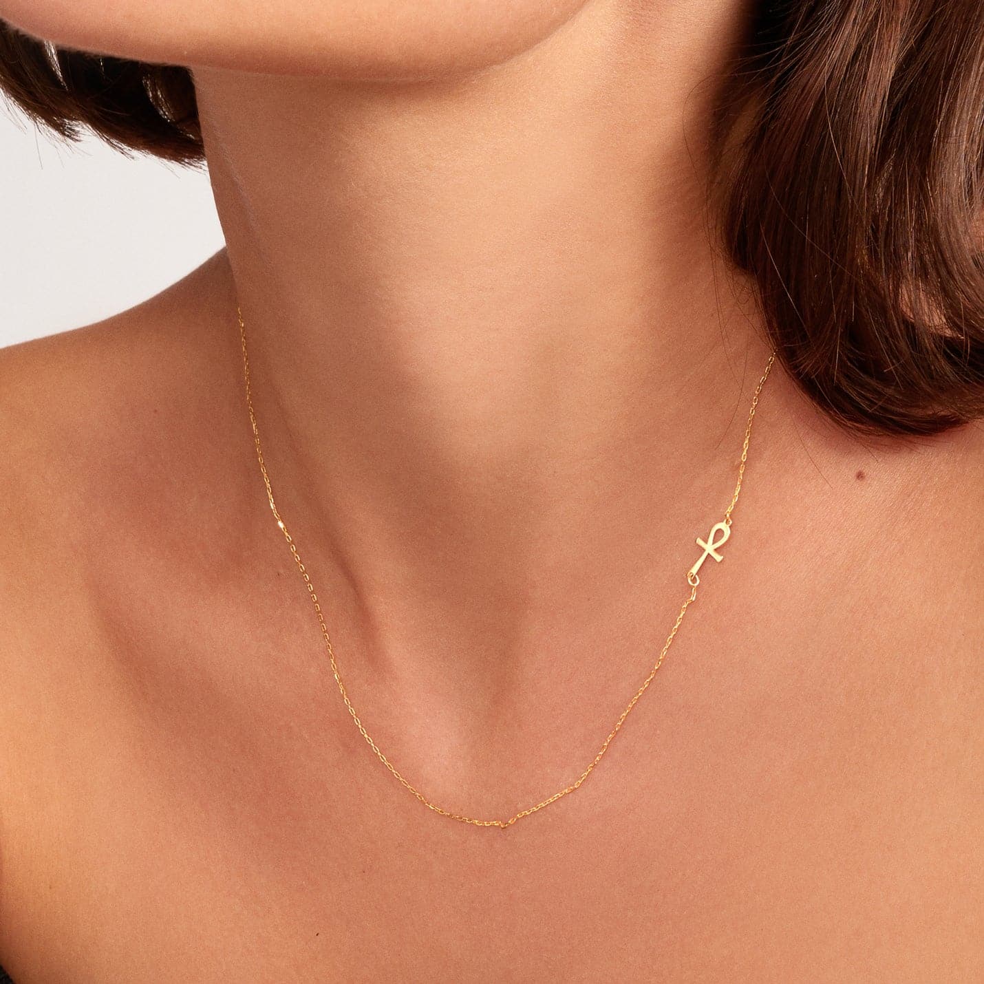 Sideway Ankh Cross Necklace