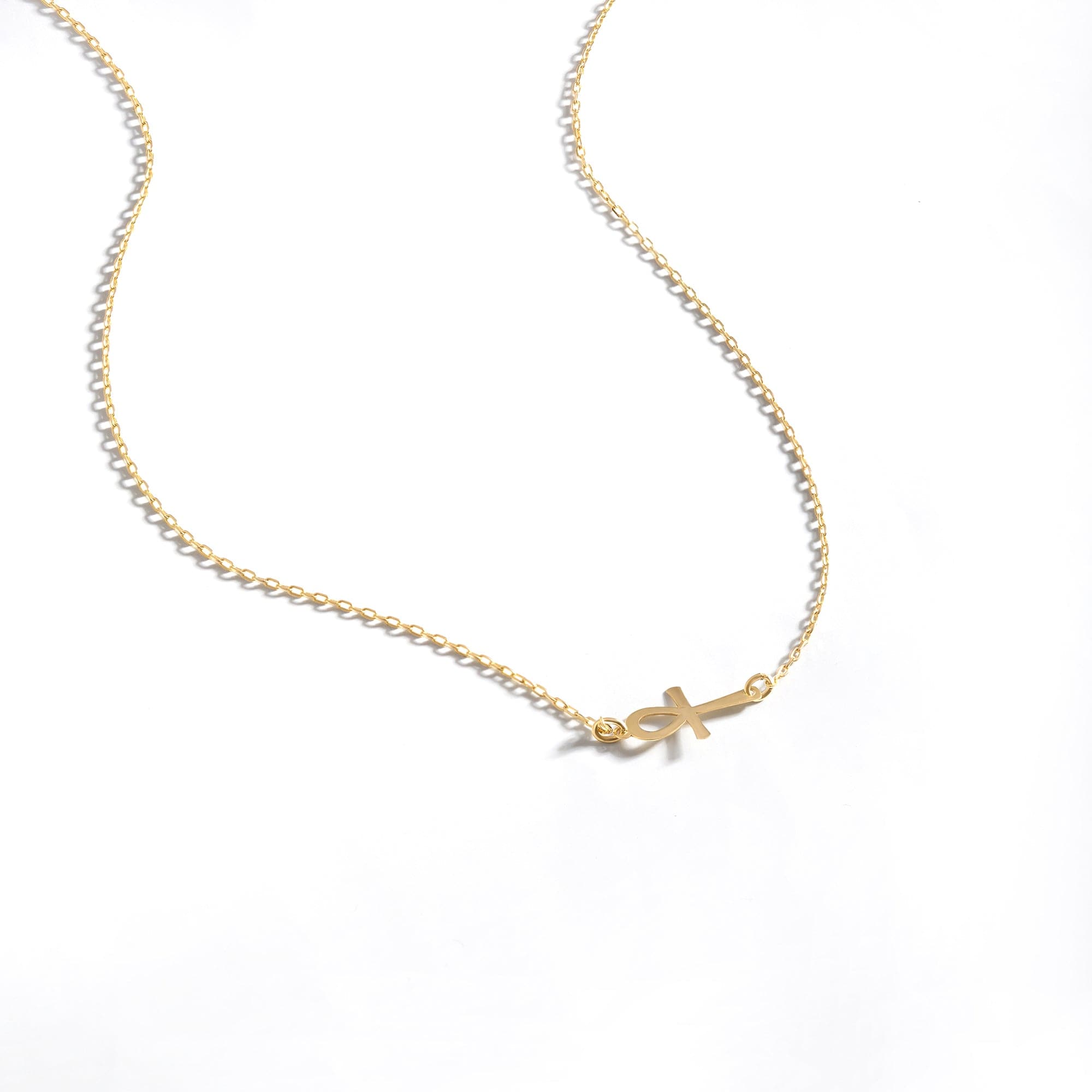 Sideway Ankh Cross Necklace