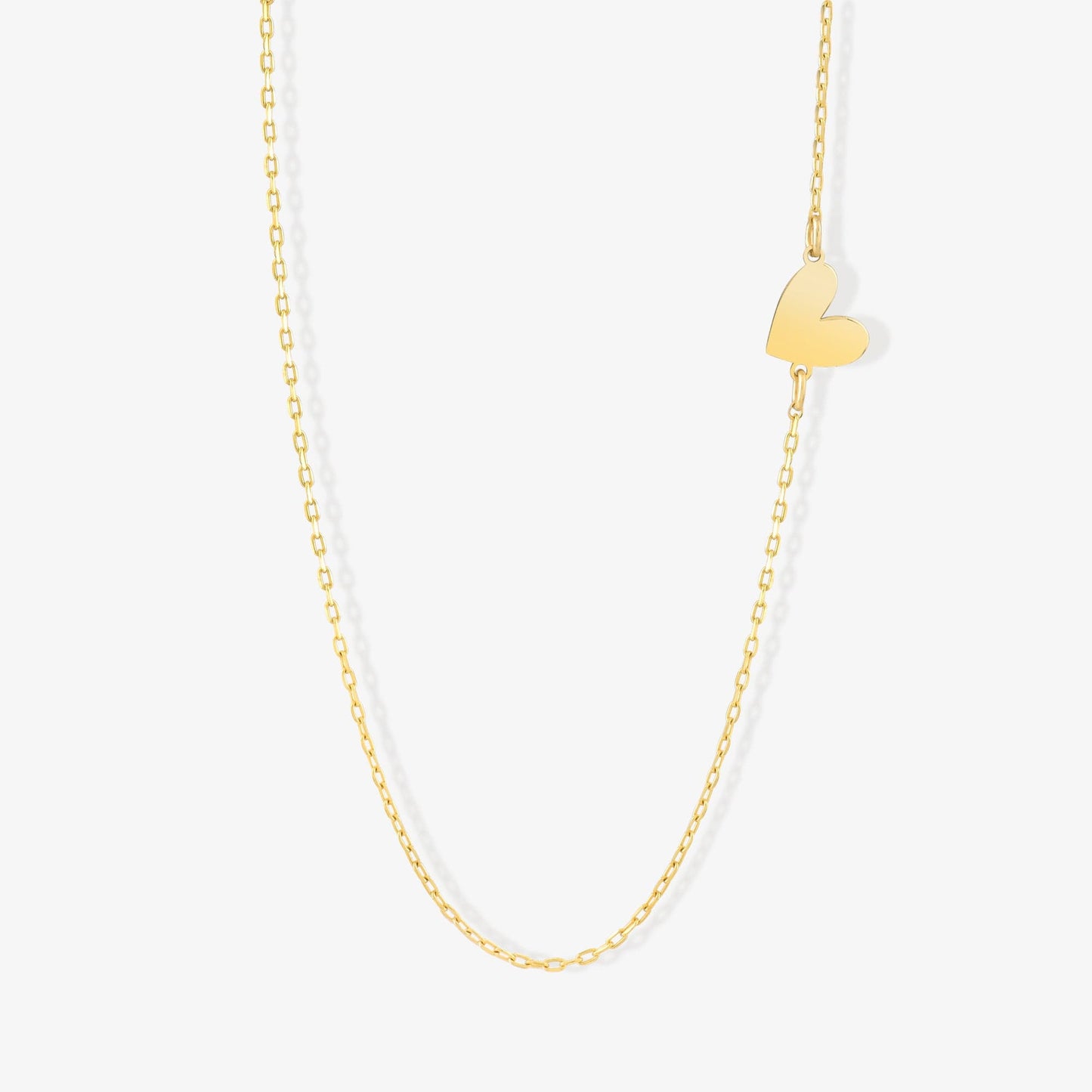 Side Heart Necklace in 14K Solid Gold