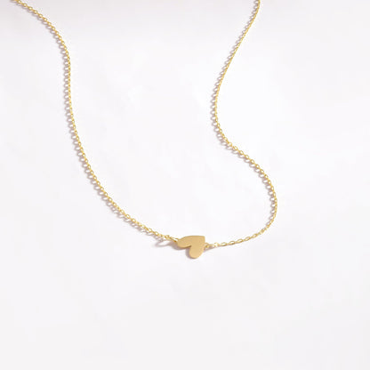 Side Heart Necklace in 14K Solid Gold