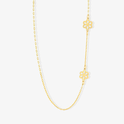 Side Daisies Neklace in 14K Solid Gold