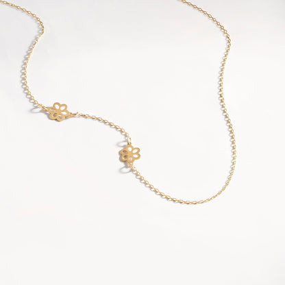 Side Daisies Neklace in 14K Solid Gold