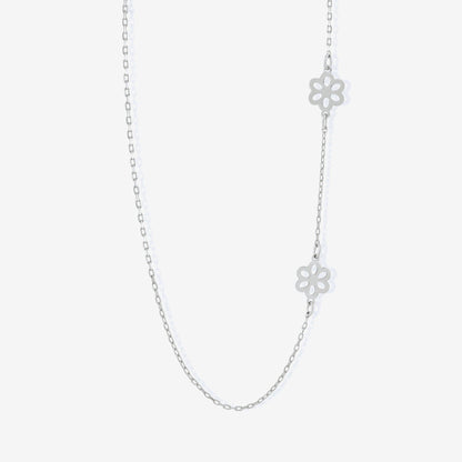 Side Daisies Neklace in 14K Solid Gold