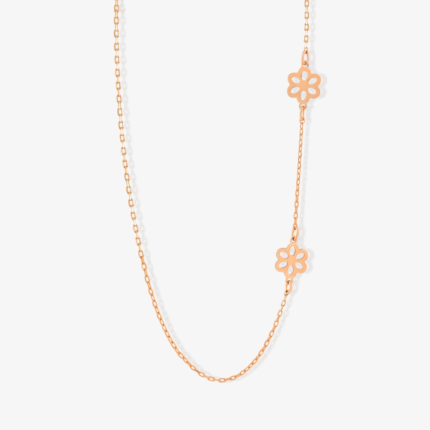 Side Daisies Neklace in 14K Solid Gold