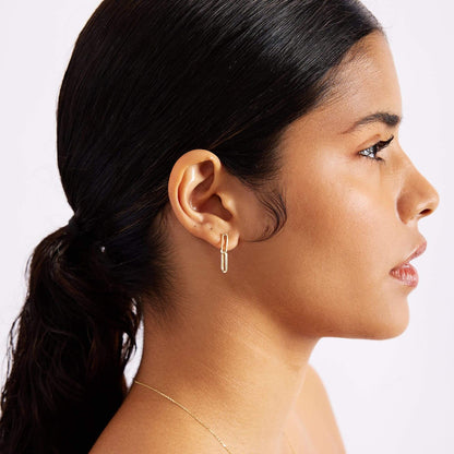 Paperclip Earrings in 14K Solid Gold