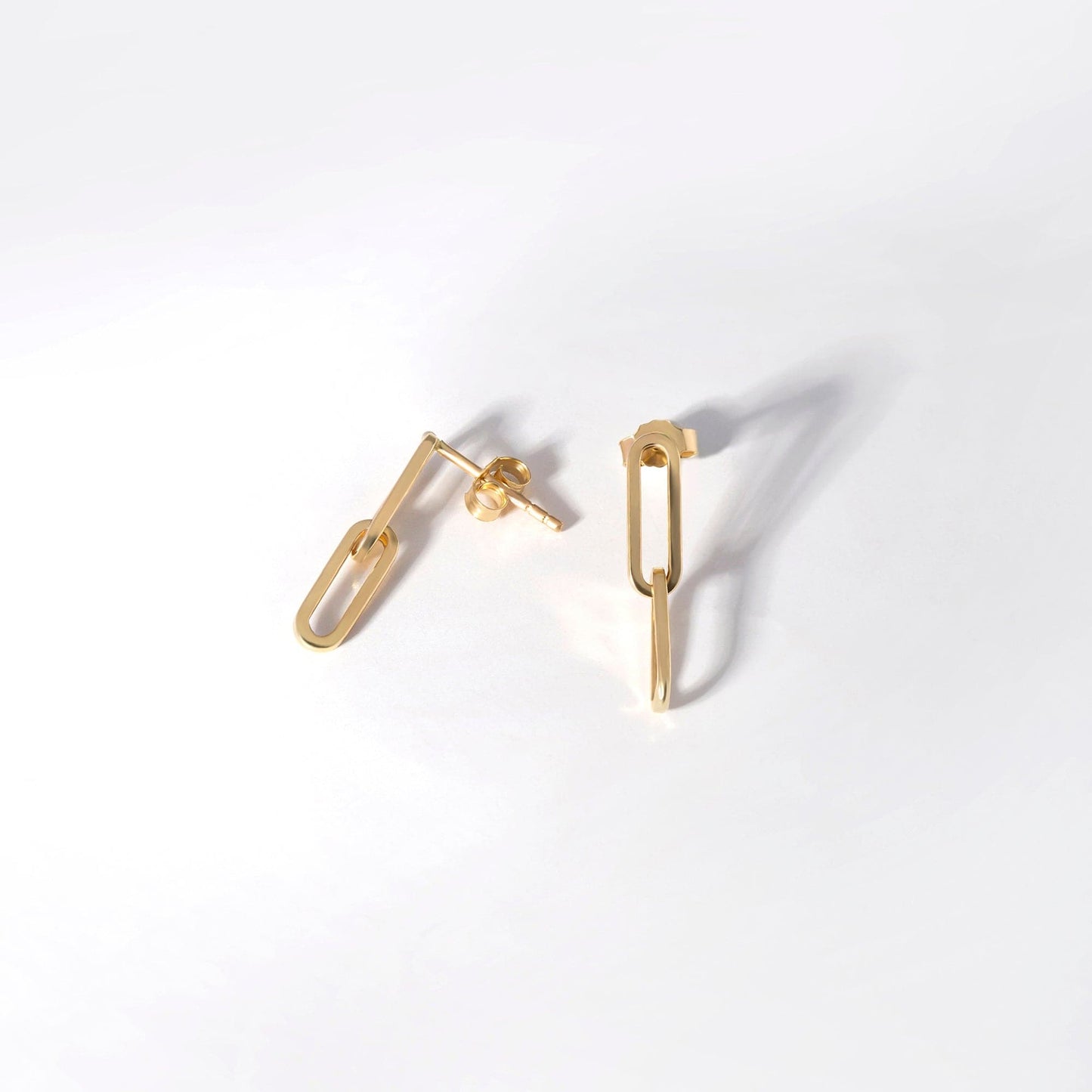 Paperclip Earrings in 14K Solid Gold