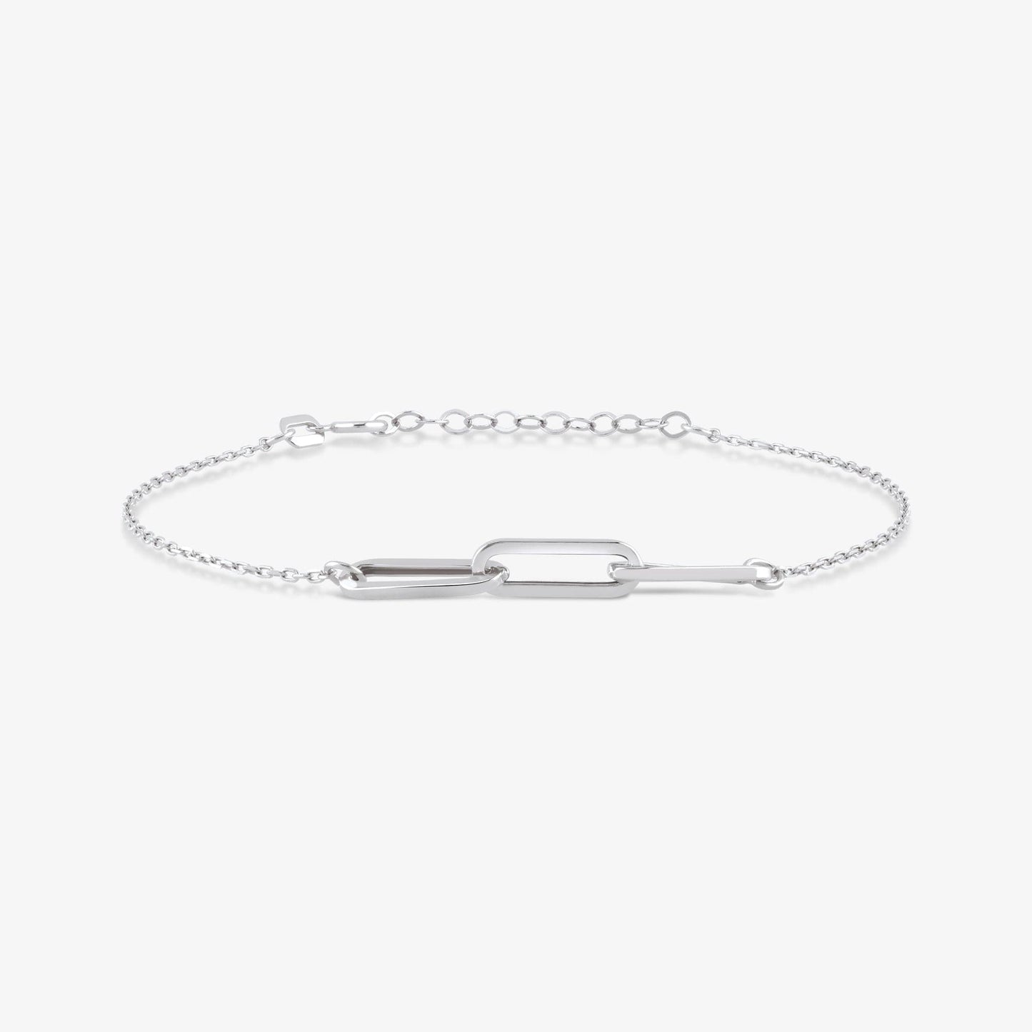 Paperclip Link Chain Bracelet in 14K Solid Gold, Adjustable