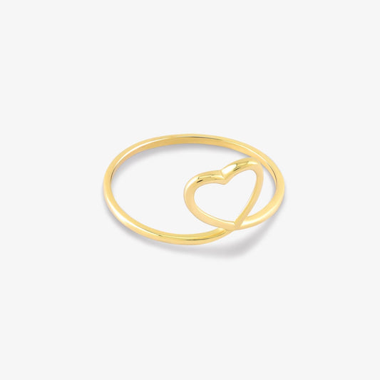 Open Heart Ring in 14K Solid Gold