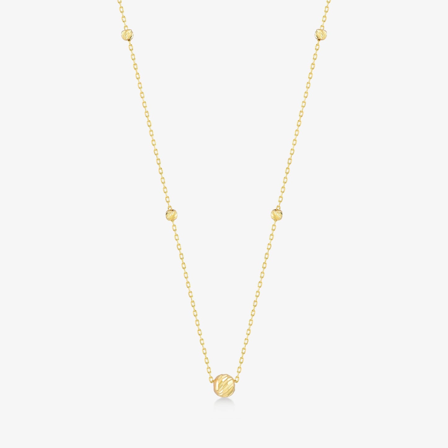 Bead Station Necklace for Women in 14K Solid Gold