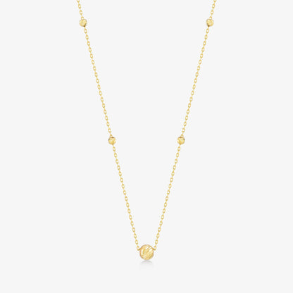 Bead Station Necklace for Women in 14K Solid Gold