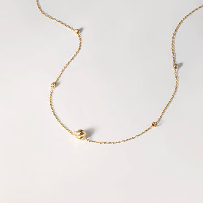 Bead Station Necklace for Women in 14K Solid Gold