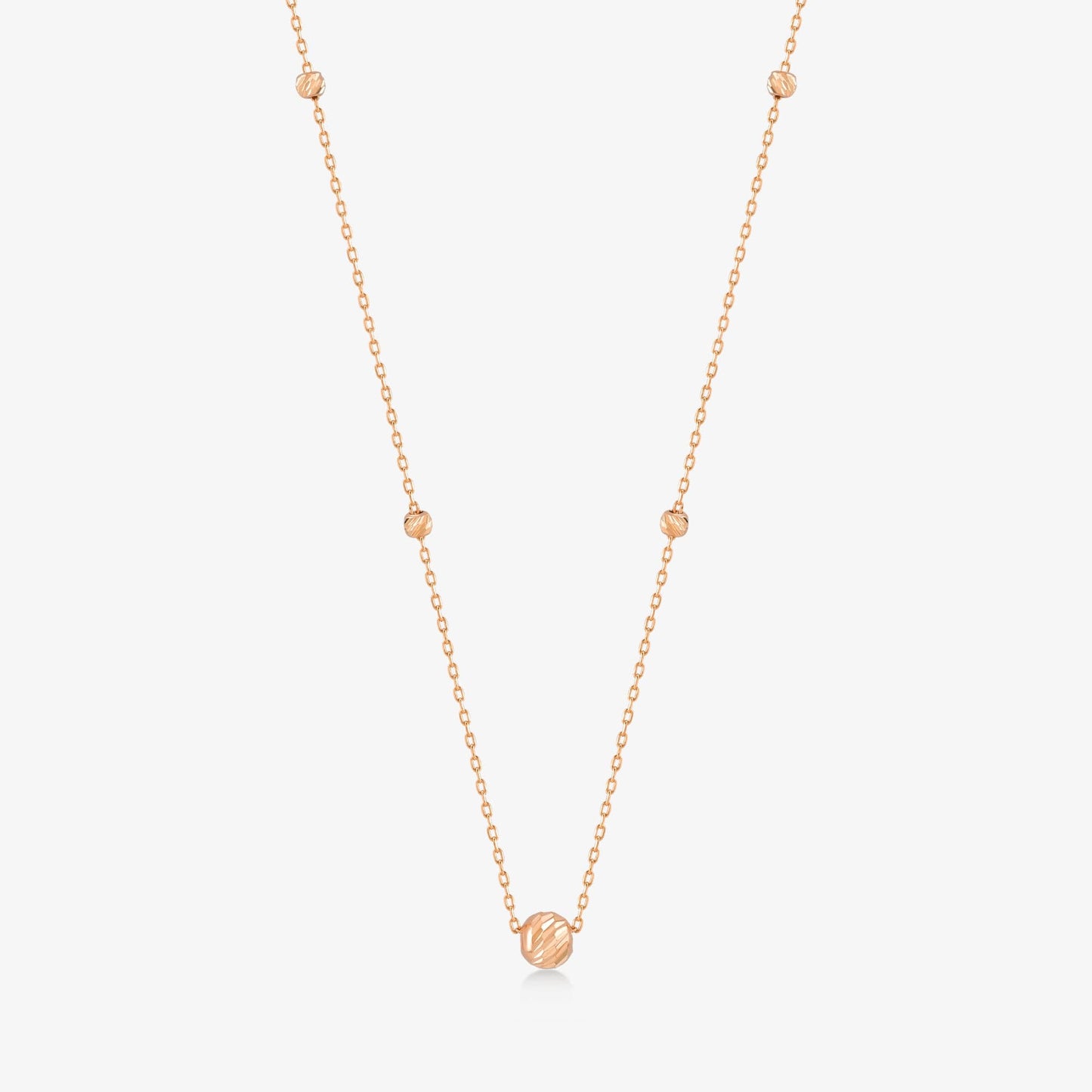 Bead Station Necklace for Women in 14K Solid Gold