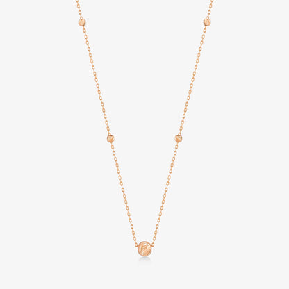 Bead Station Necklace for Women in 14K Solid Gold