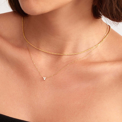 Trio Diamond Necklace in 14K Solid Gold