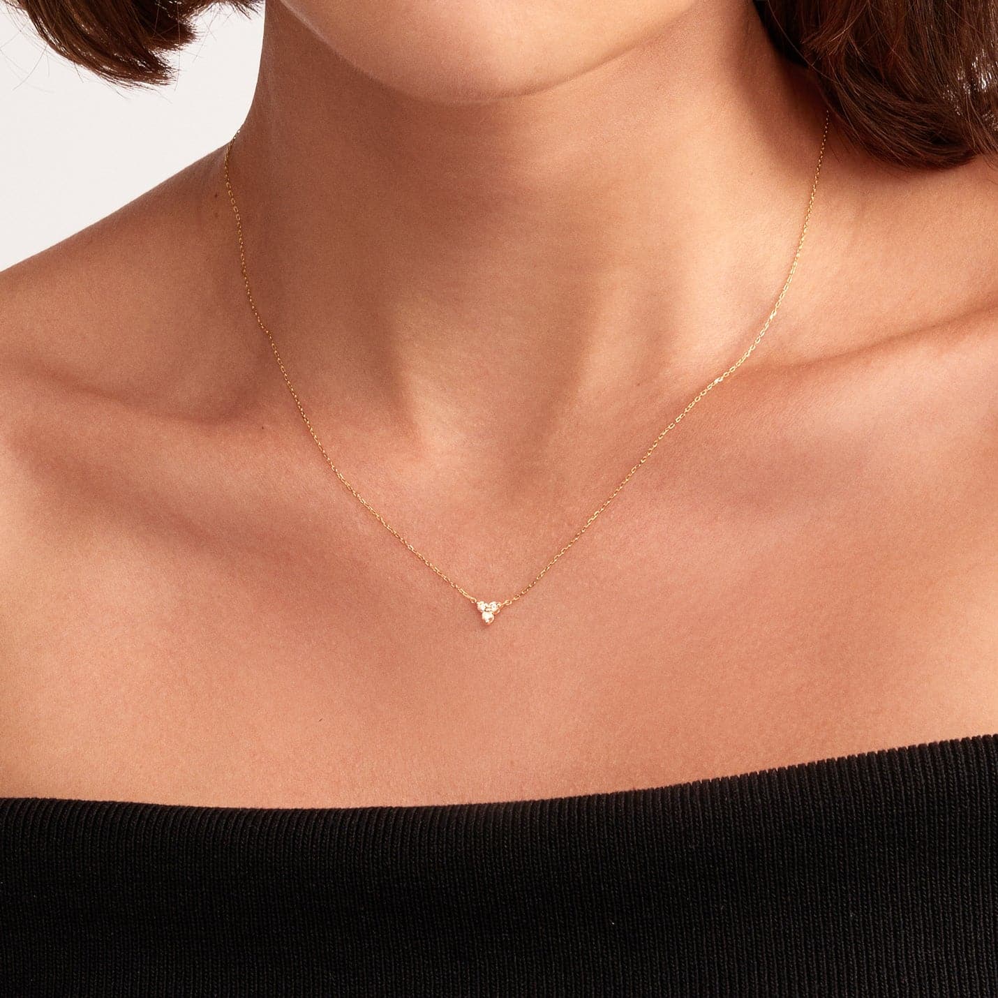 Collier Trio Diamant en Or Massif 14 carats.