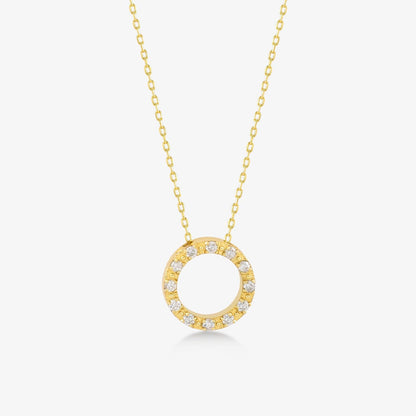 Diamond Circle Necklace in 14K Solid Gold