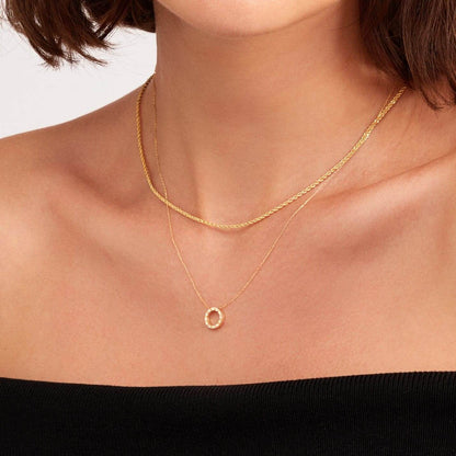 Diamond Circle Necklace in 14K Solid Gold