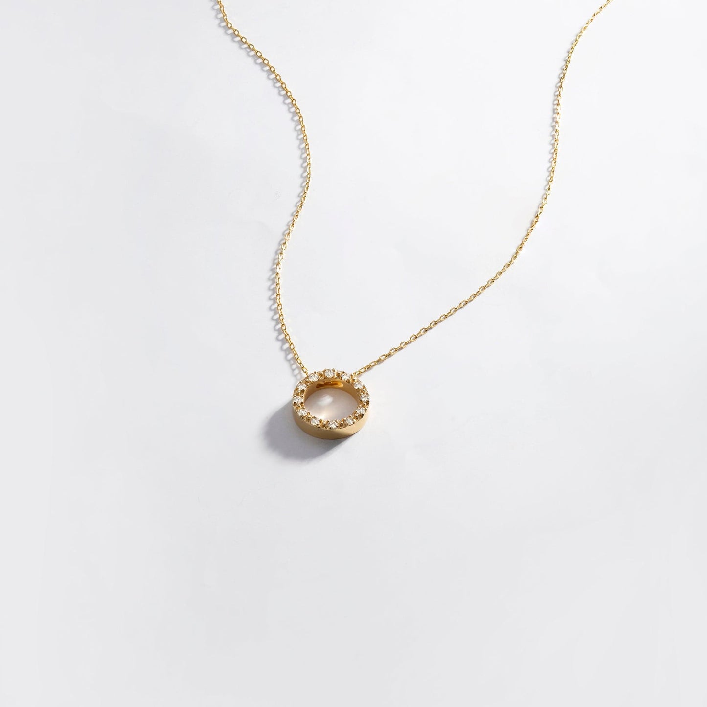 Diamond Circle Necklace in 14K Solid Gold